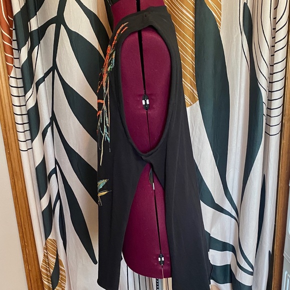 FP Movement by Free People Black Tunic with Vibrant Animal Print- beaded - Picture 4 of 10